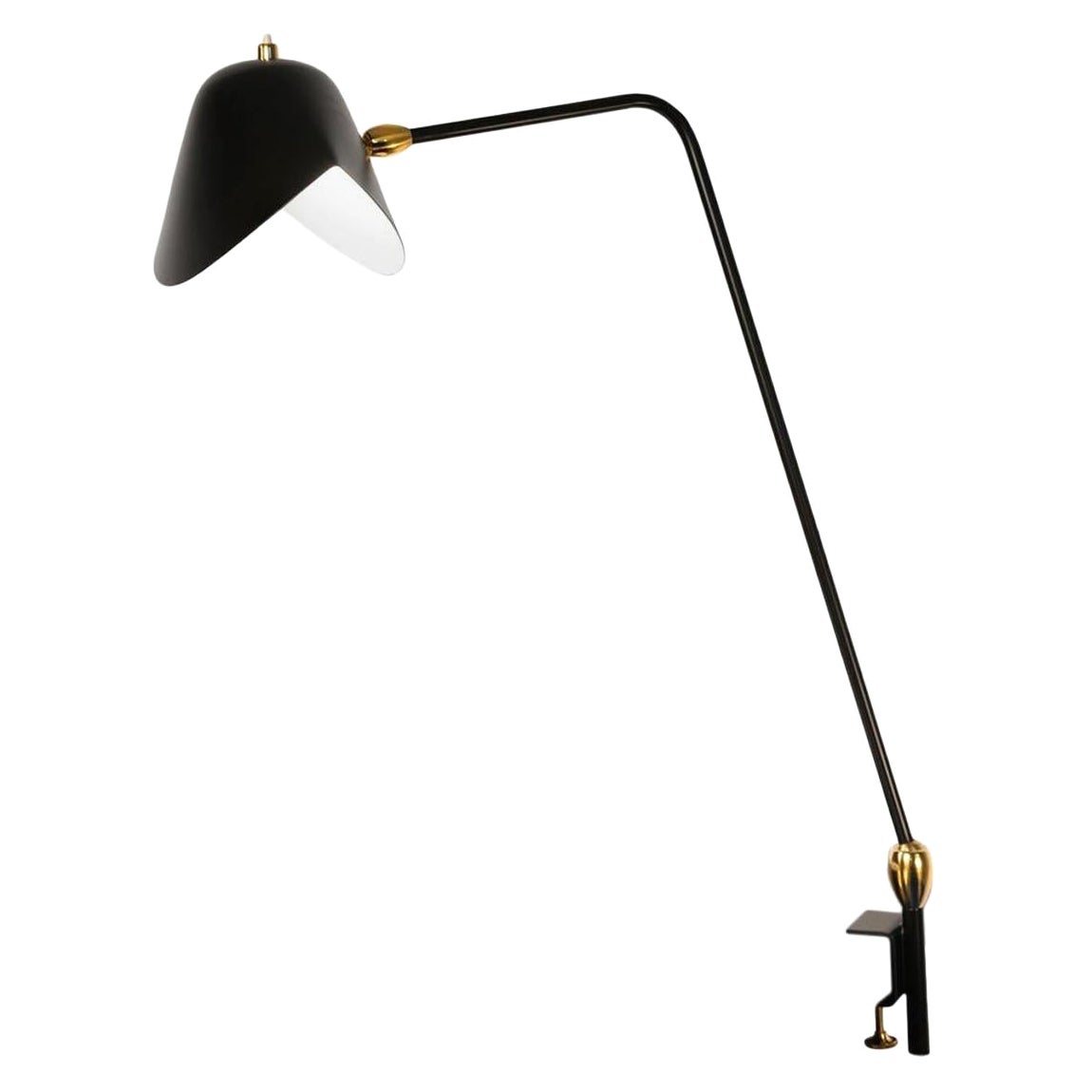 Serge Mouille Mid-Century Modern Black Two Swivels Agrafée Table Lamp For Sale