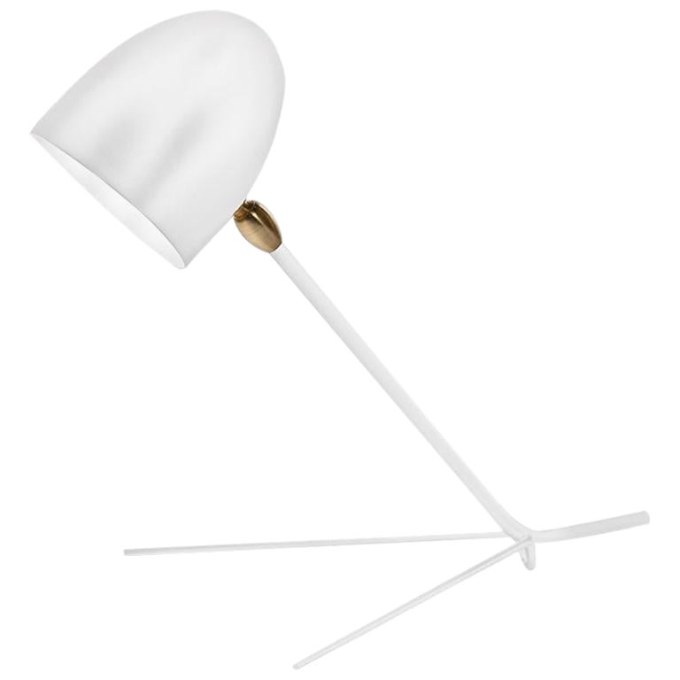 Serge Mouille Mid-Century Modern White Cocotte Table Lamp For Sale