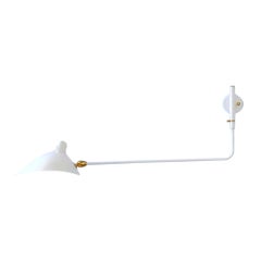 Serge Mouille Mid-Century Modern White One Rotating Straight Arm Wall Lamp