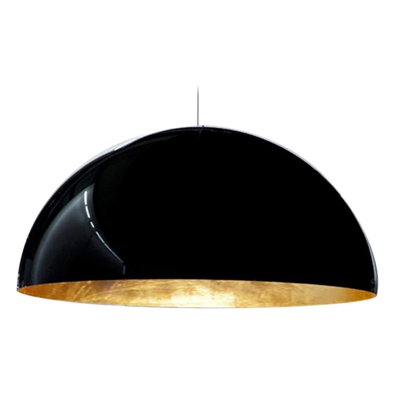 Vico Magistretti Suspension Lamp 'Sonora' Black Outside and Gold Inside by Oluce