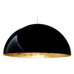 Vico Magistretti Suspension Lamp 'Sonora' Black Outside and Gold Inside by Oluce