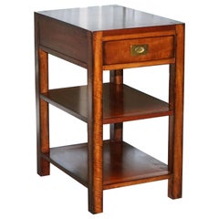 Stunning Vintage Military Campaign 3 Tier Side End Lamp Table with Single Drawer
