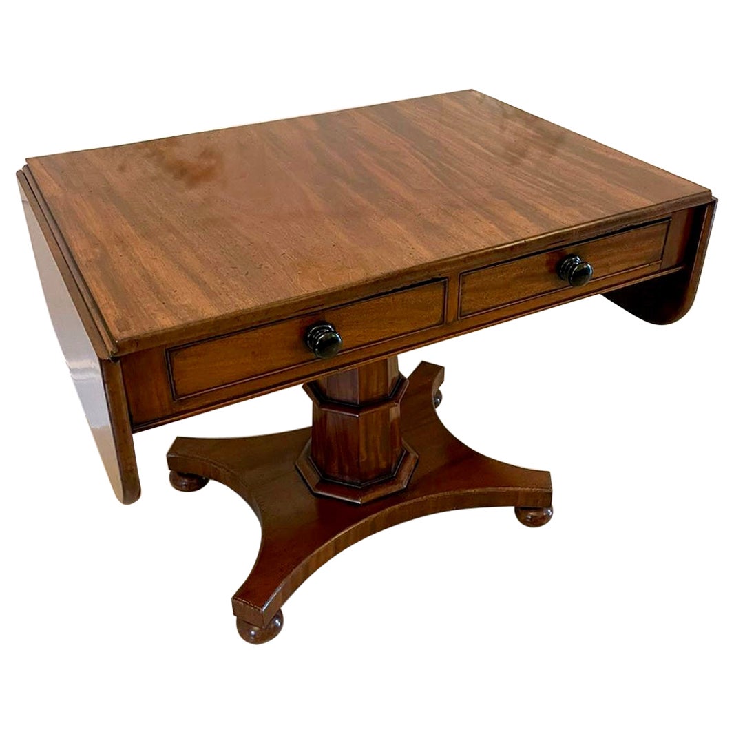 Antique Regency Quality Figured Mahogany Freestanding Sofa Table