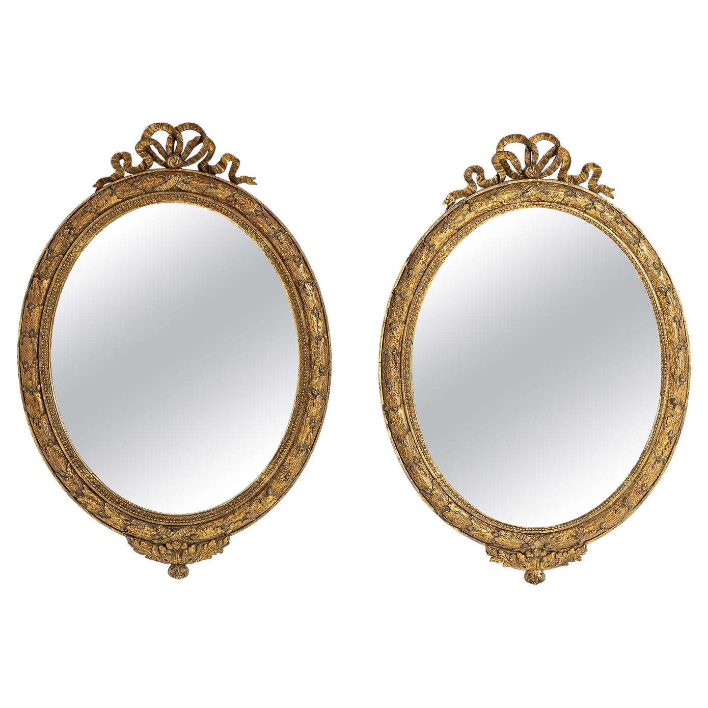 Pair of 19th Century French Oak Mirrors For Sale at 1stDibs