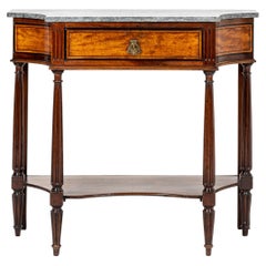 Table console du début du XIXe siècle en noyer et bois de satin français