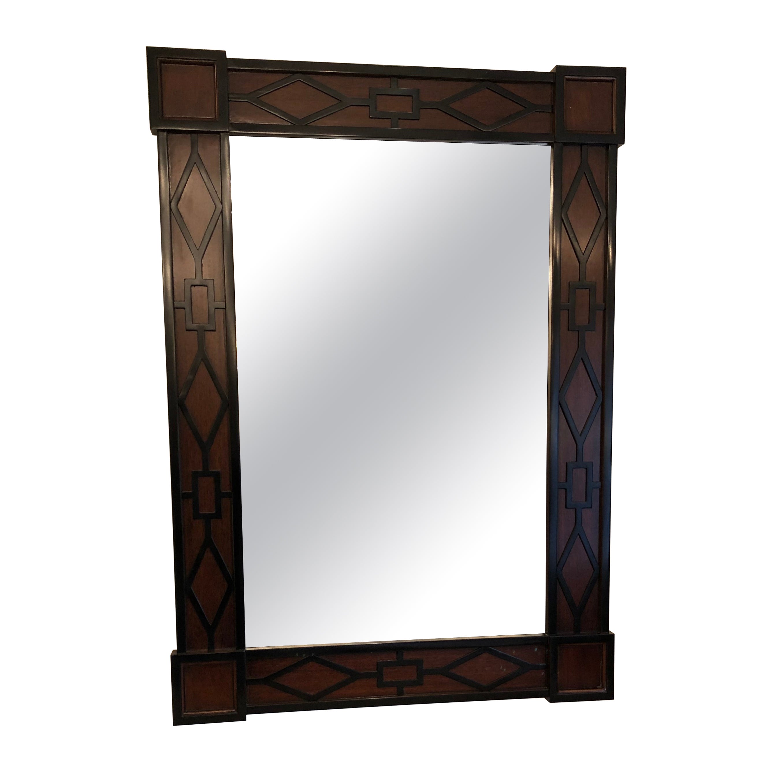 Handsome Mahogany & Ebonized Theodore Alexander Ellie Mirror