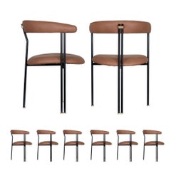 Modern Set/6 Maia Dining Chairs, Caramel Leather, Handmade by Greenapple