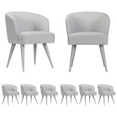 Modern Set/6 Eleanor Dining Chairs, Outdoors Fabric, Handmade by Greenapple