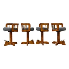 Post Modern Bar Stools - Counter Height Swivel - Solid Oak - After Lou Hodges