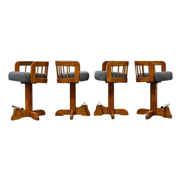 Post Modern Bar Stools Counter Height Swivel Solid Oak After Lou