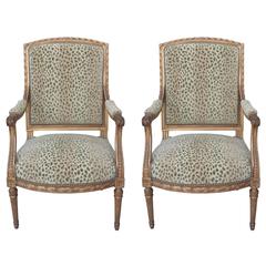 Pair of 19th Century Louis XVI Style Gilt Armchairs