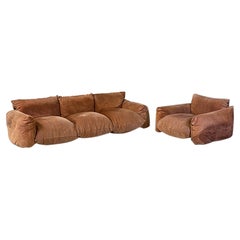 Italian modern Marenco set, sofa and armchair by Mario Marenco for Arflex, 1970s