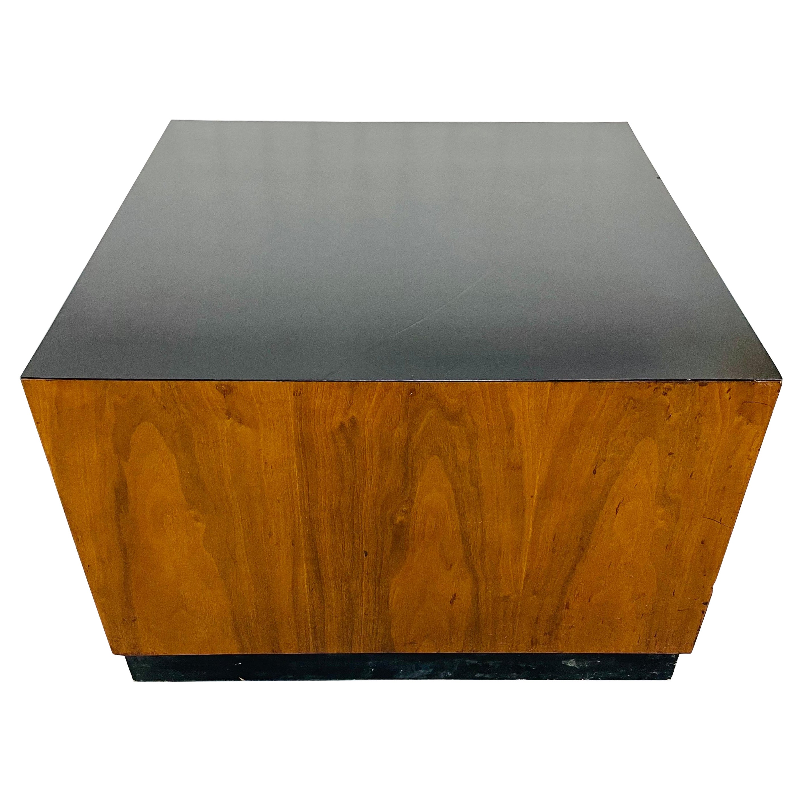 1960s Mid-Century Milo Baughman Style Walnut Cube Coffee Table