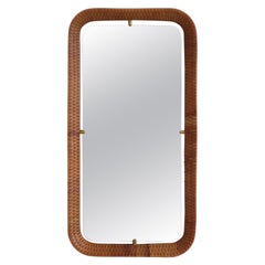 Italian Midcentury Wall Mirror with Bamboo Frame, 1960s