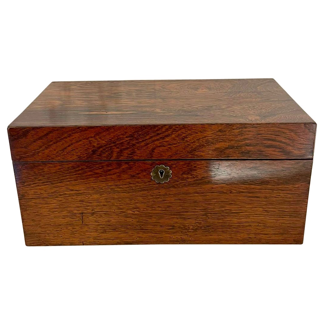 Antique Victorian Quality Rosewood Tea Caddy  For Sale