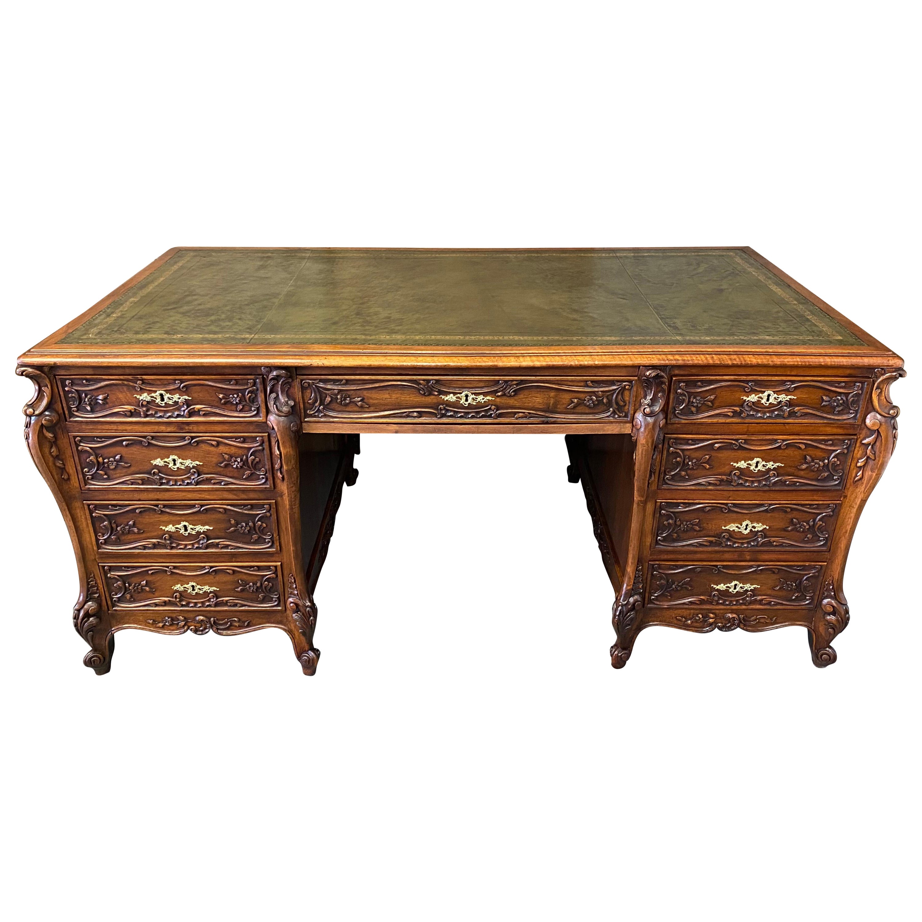 Antique, Small Ladies Walnut Partners Desk by Lovell and COX at 1stDibs