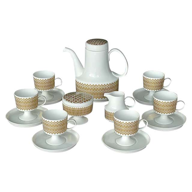 Classic Italian White and Gold Fine Porcelain Tea Set For Sale at ...