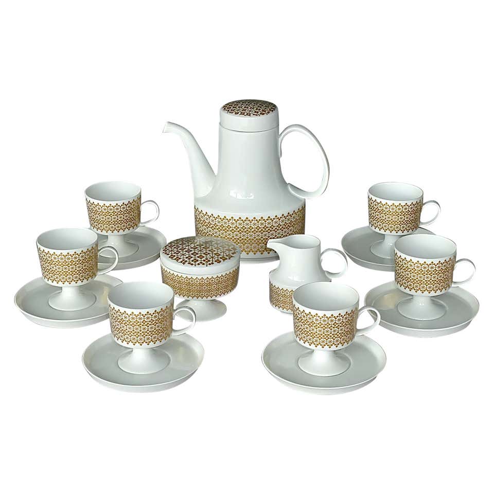 Classic Italian White and Gold Fine Porcelain Tea Set For Sale at ...
