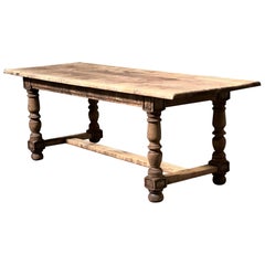 French, Bleached Oak Farmhouse Dining Table