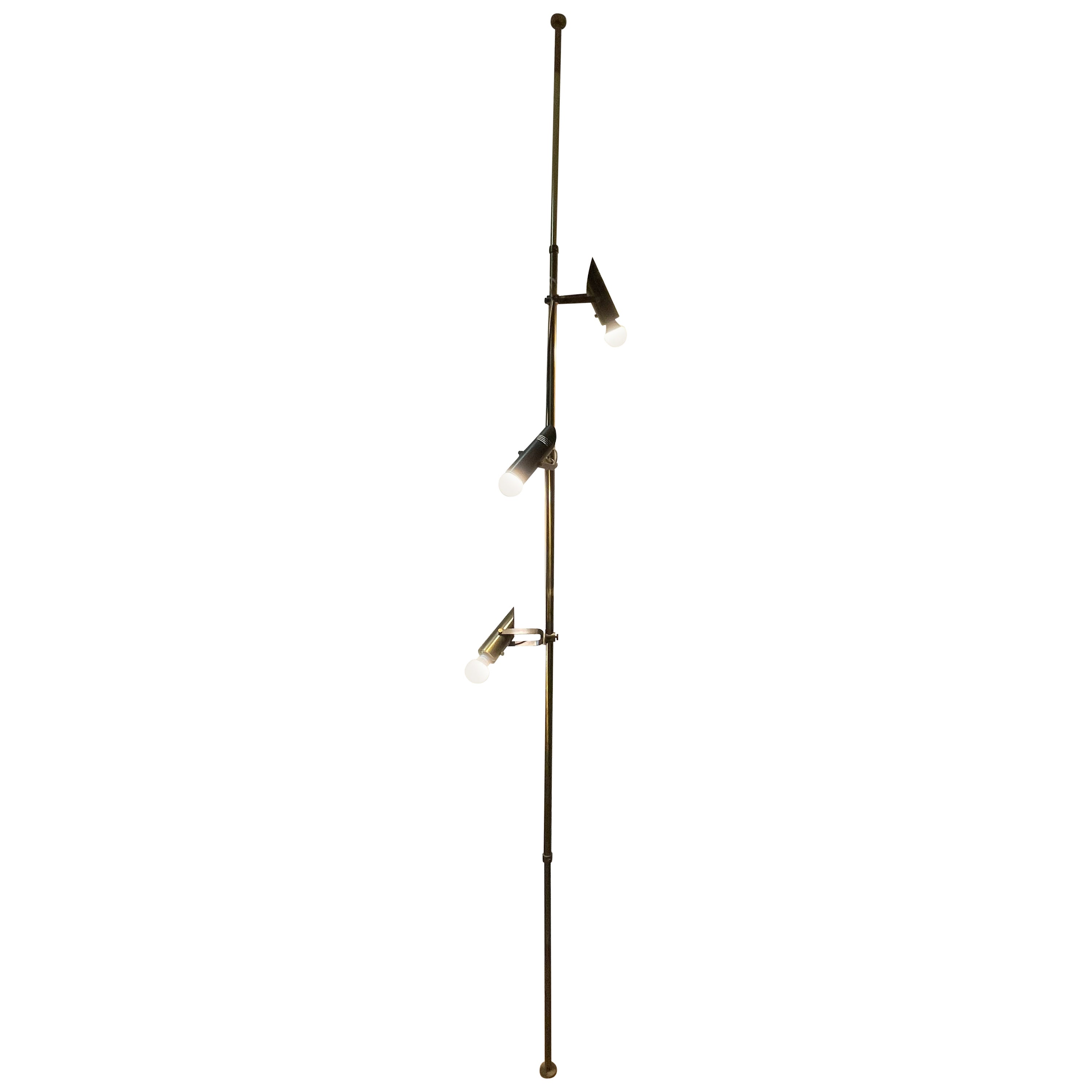 Brass Floor-to-Ceiling Lamp from the 1960s For Sale