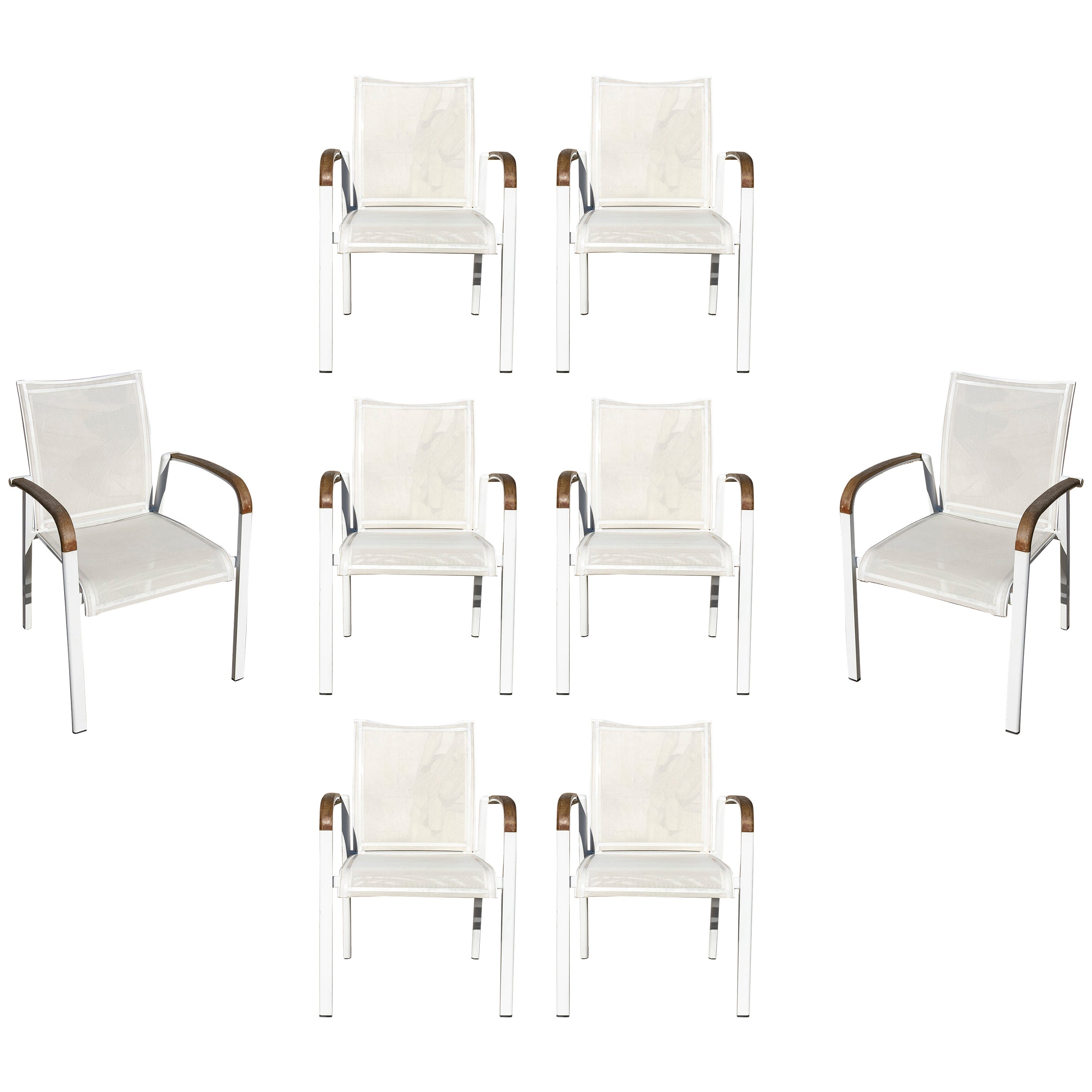 1980s Set of Eight Kettal Garden Chairs with Armrests For Sale
