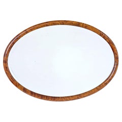 Swedish Art Deco Birch Oval Mirror