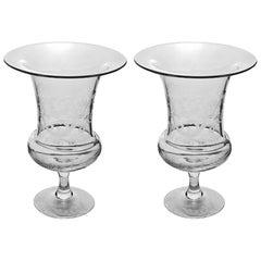 Pair of decorated glass vases