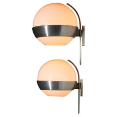 Suite of 4 Italian sconces by Pia Guidetti Crippa for Lumi years 70 opaline and 