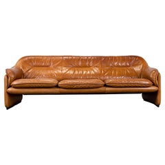 1970s De Sede Ds-61 in Cognac Vegetable Dyed Leather 3 Seat Sofa