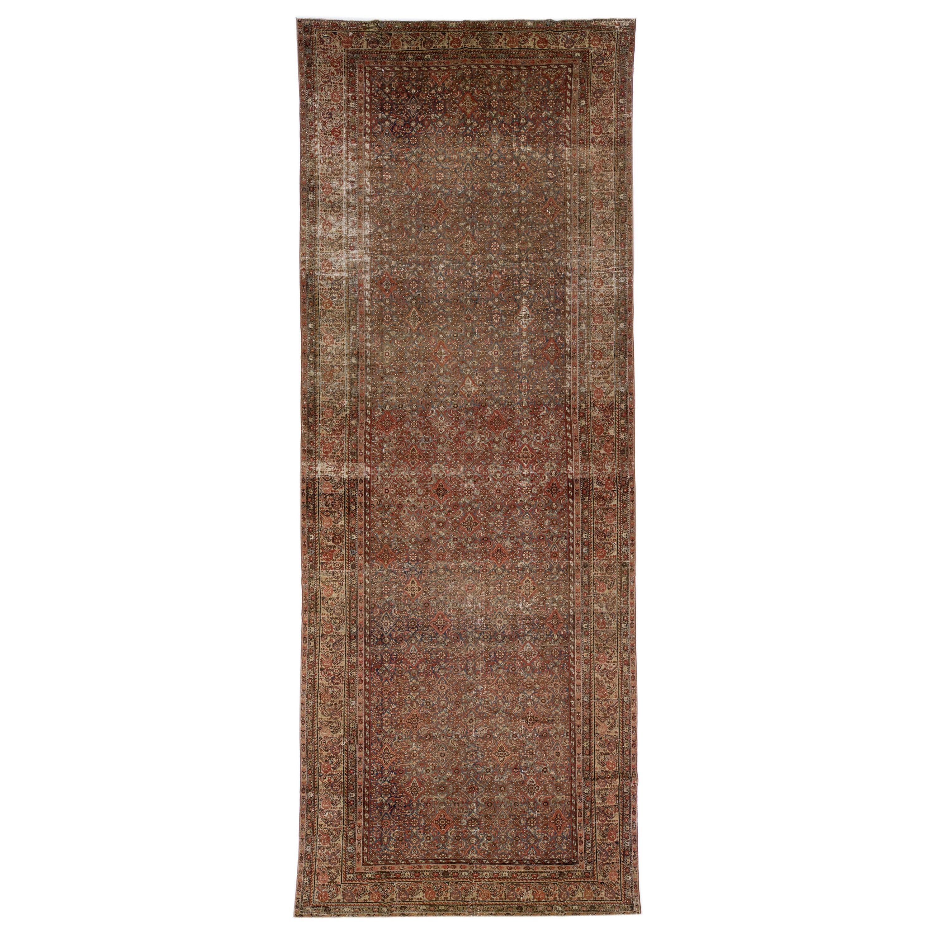 Alfombra Persa Antigua de Lana con Motivo Allover de la Galería Malayer hecha a mano en 1900