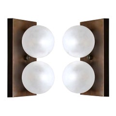 DUO Wall Sconce in Bronze and Blown Opal Glass