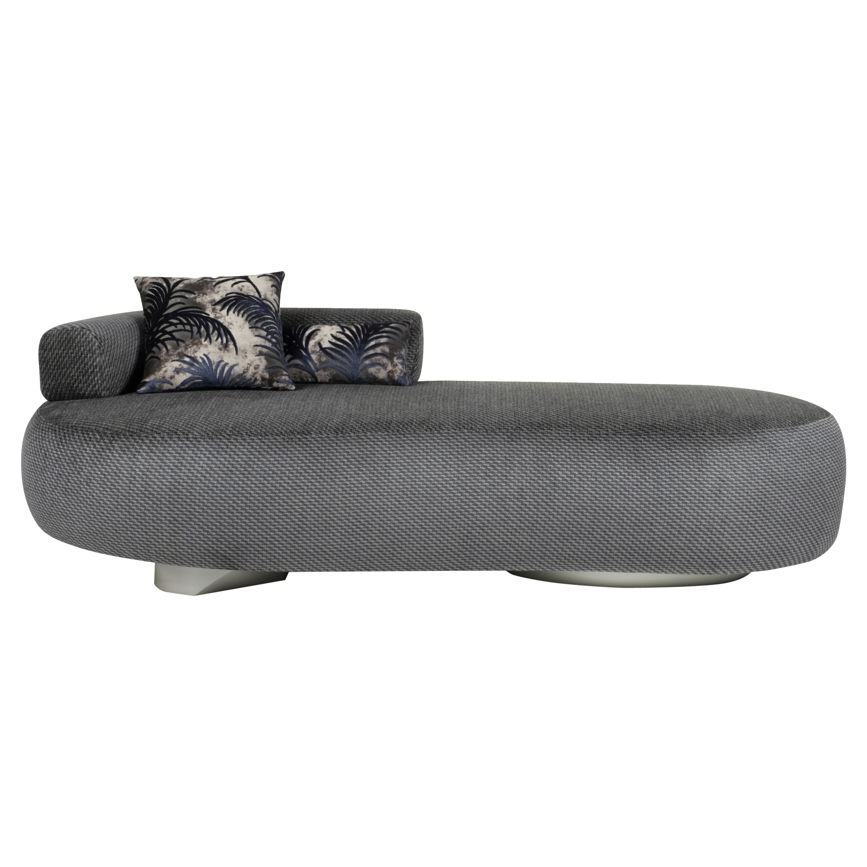 Moderne Twins Chaise Lounge, graues Leinen, handgefertigt in Portugal von Greenapple im Angebot