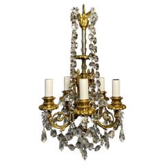 Petite Antique French Louis XVI Ormolu and Baccarat Crystal Chandelier