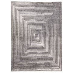 Op Art Modern Moroccan Style Gray Handmade Wool Rug by Apadana