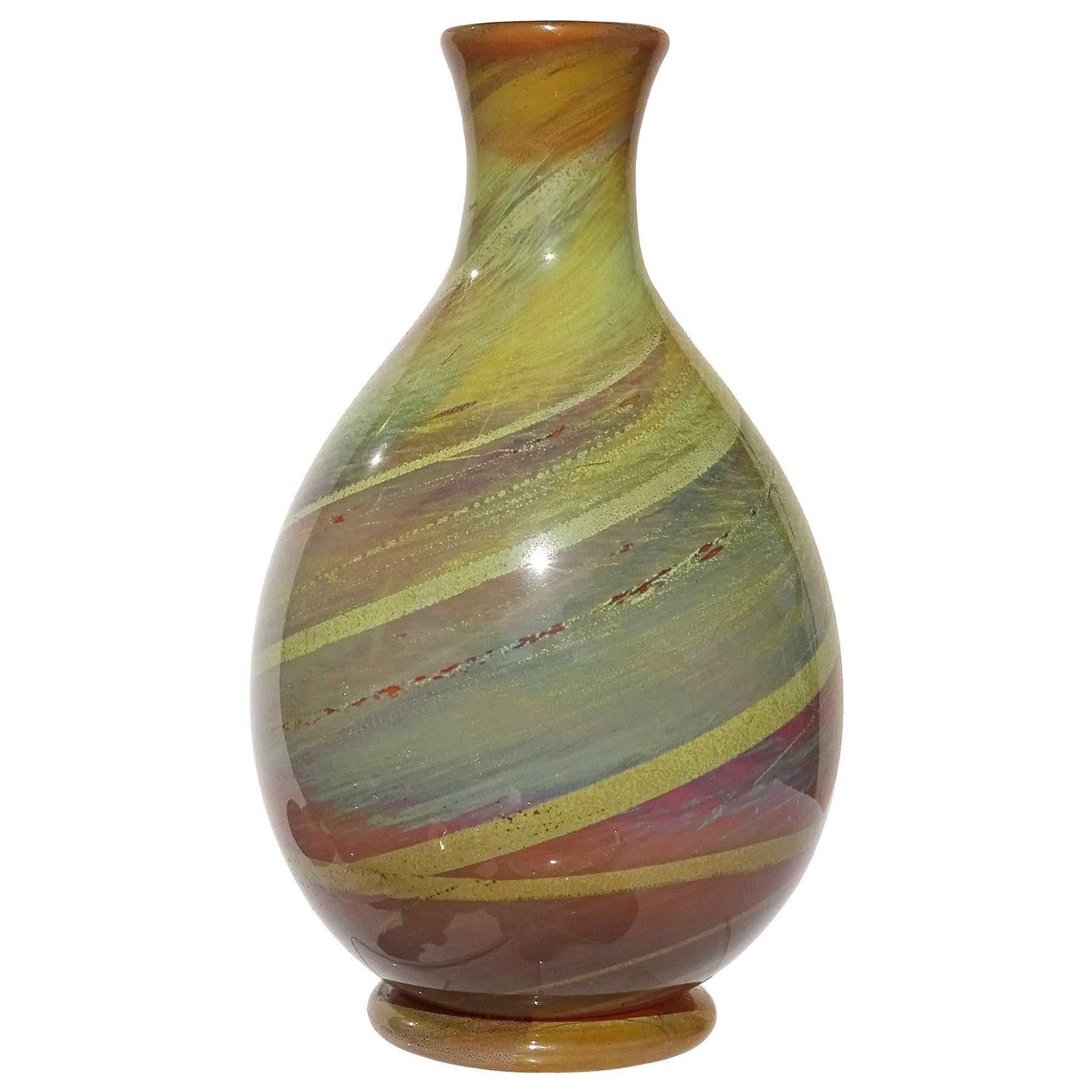 Ercole Barovier Toso Murano 1956 Vase à fleurs en verre d'art italien opale calcédoine en vente