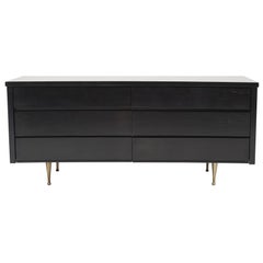 Ebonized Six Drawer Dresser on Bronze Legs, C. 1950s