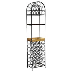 Used Arthur Umanoff Wine Rack, Wrought Iron + Rattan, Kitchen Storage + Shelving