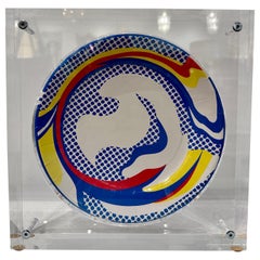 Roy Lichtenstein "Paper Plate" Original Encased in Heavy Custom Lucite Block