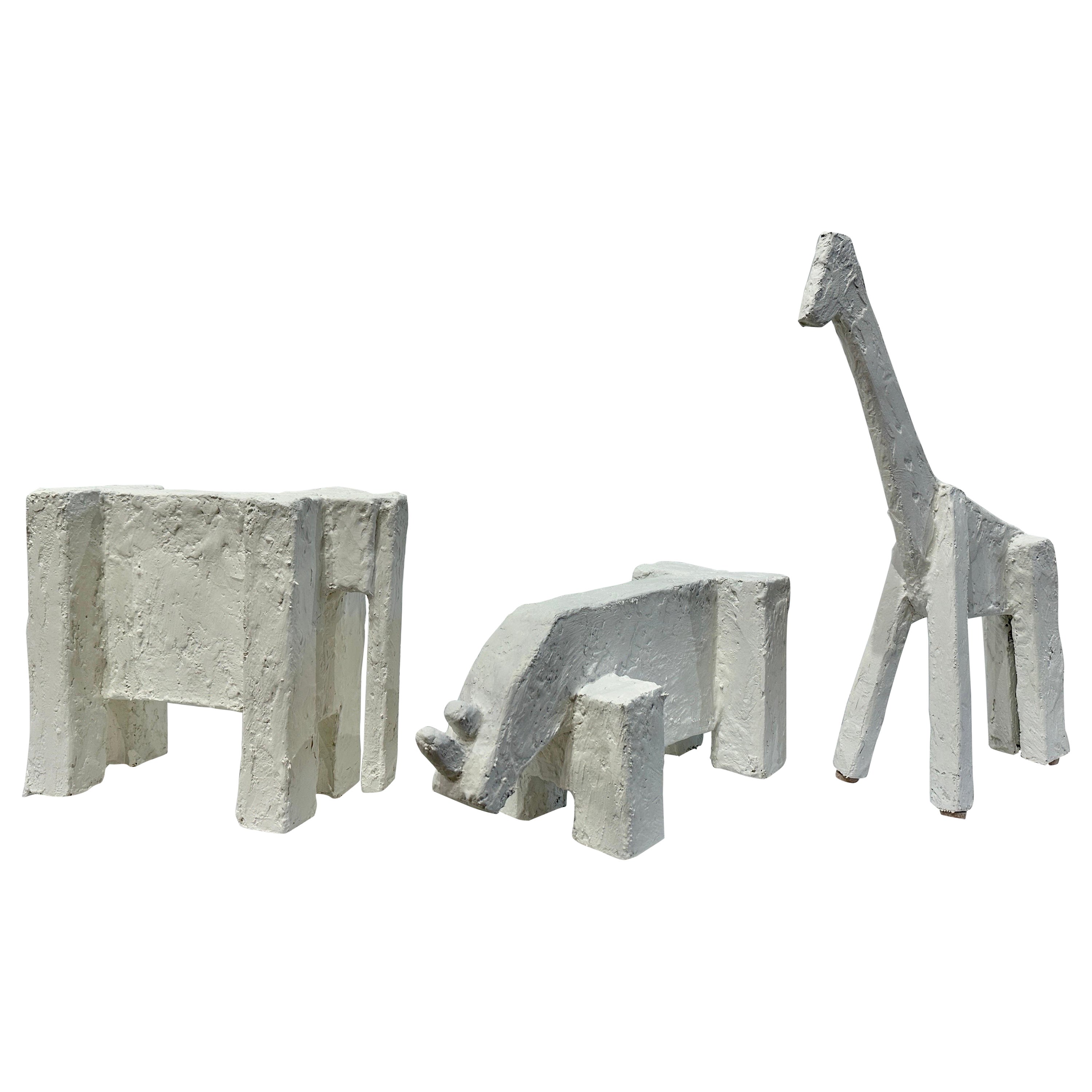 Brutalist Plaster Animal Sculptures, Italy, Set of 3 For Sale