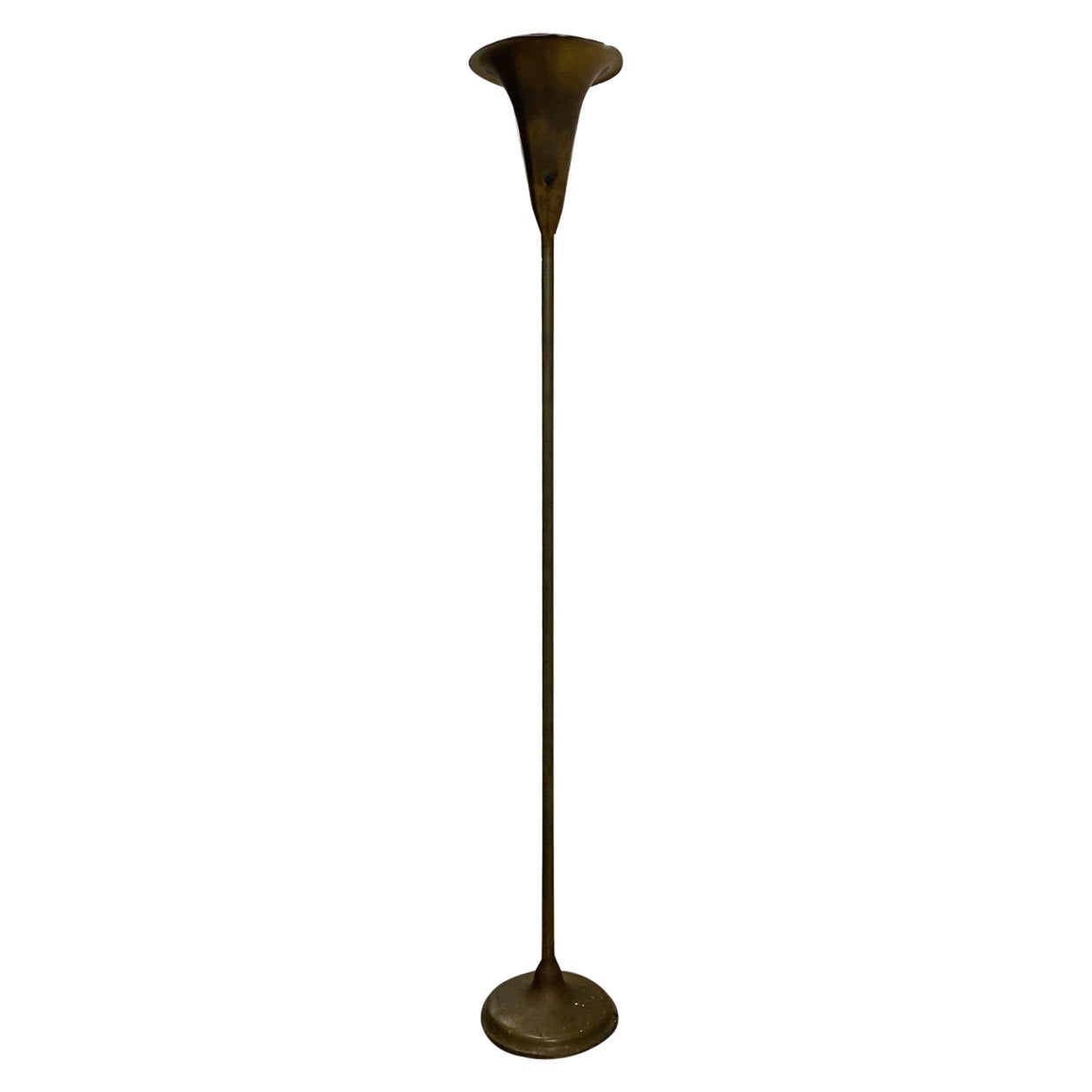 Art Deco Brass Torchiere Floor Lamp