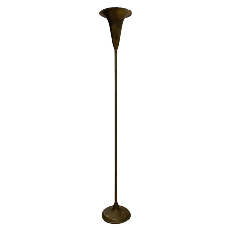 Art Deco Brass Torchiere Floor Lamp For Sale at 1stDibs