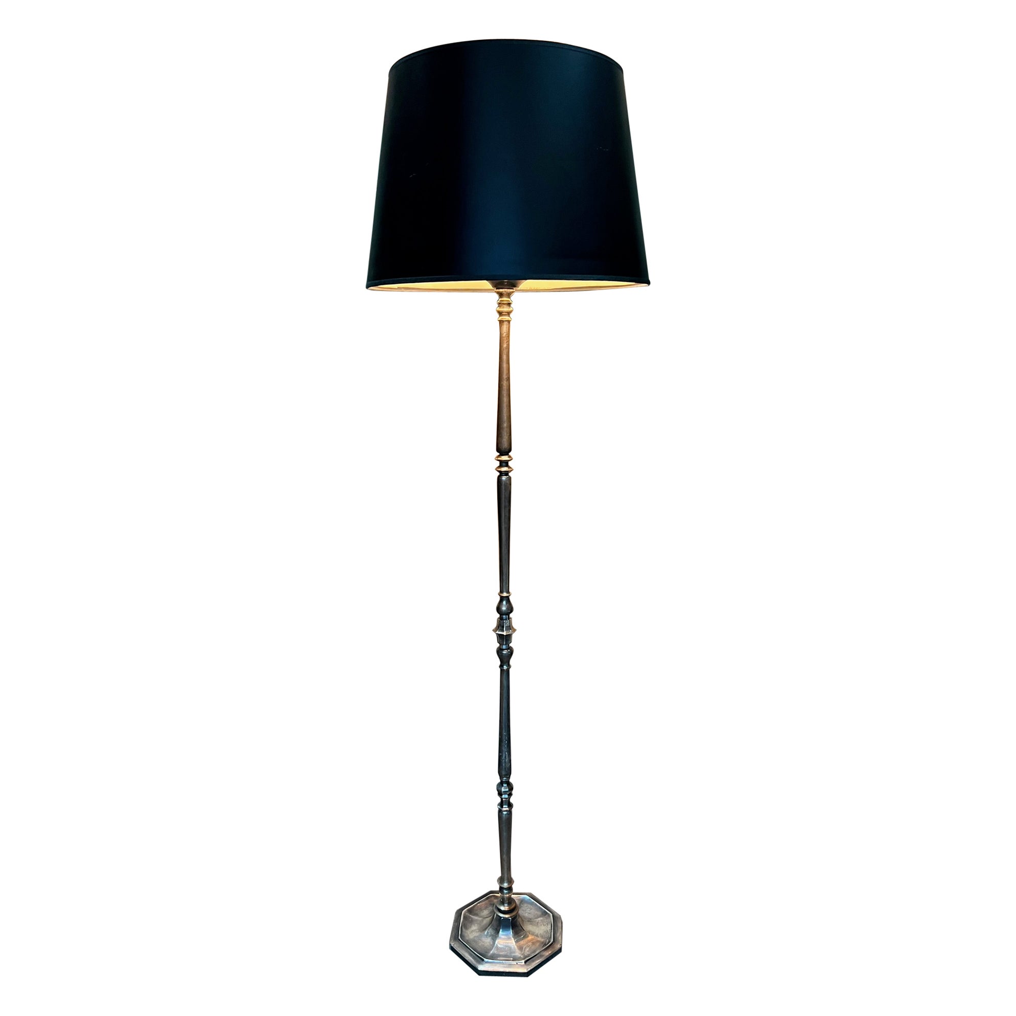French Silver Plated Floor Lamp with Shaped Base