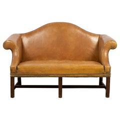 Vintage English Leather, Camel Back Sofa