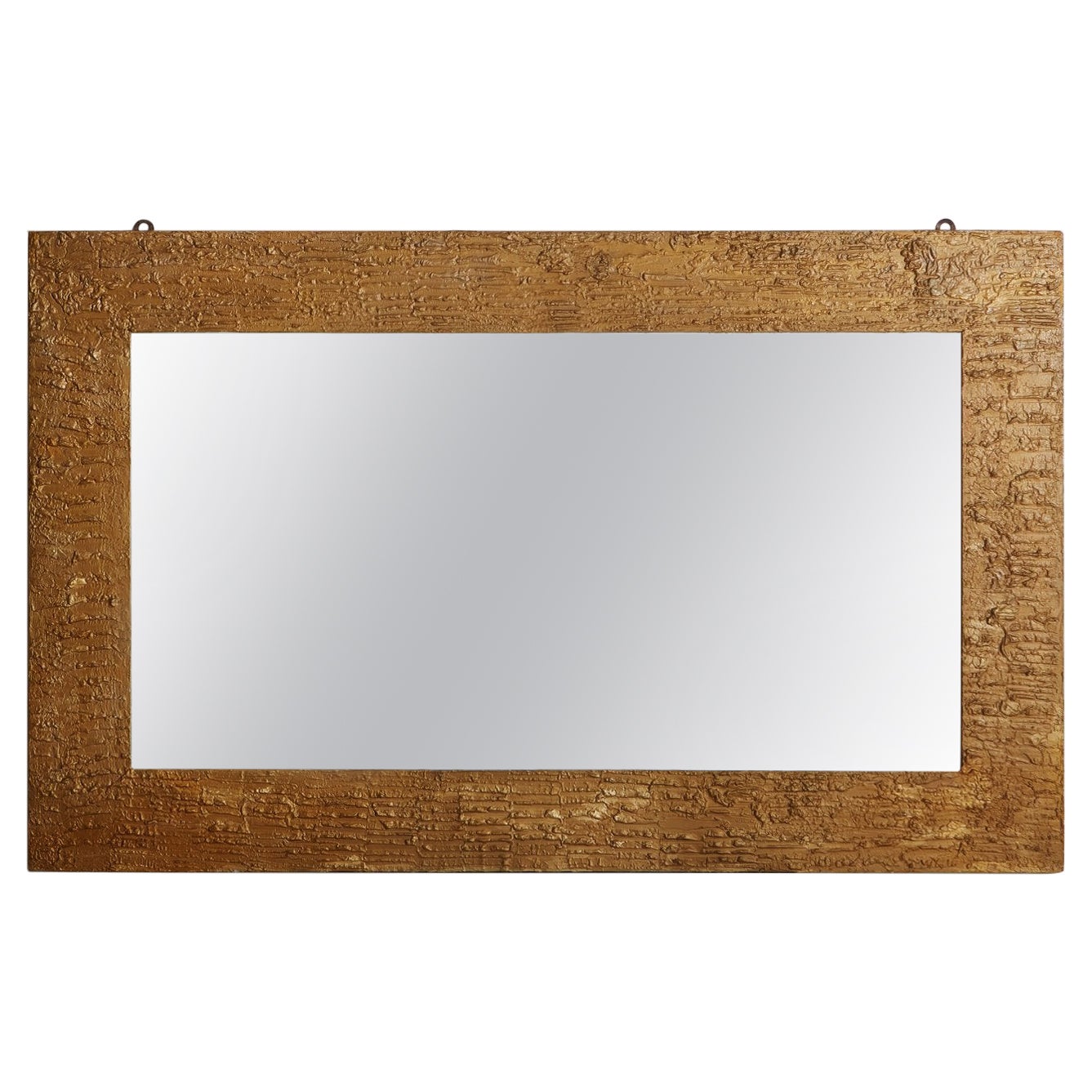 Gold Plaster Frame Wall Mirror, Italy, 1970s For Sale