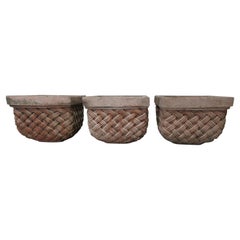 Vintage 3 Basket Weave Planters