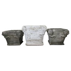 3 Antique Lion Head Pots