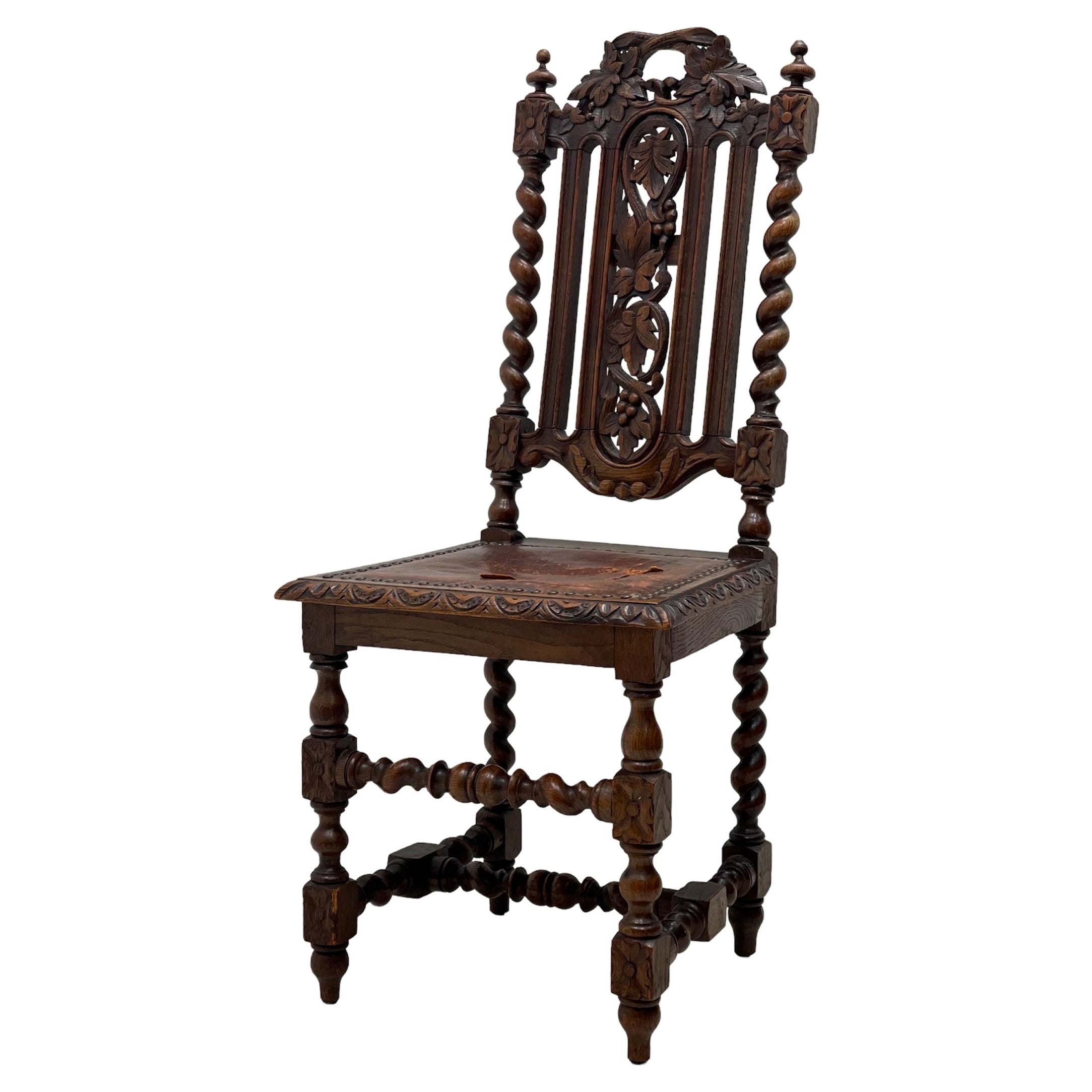 Antique Hand carved Jacobean Chair For Sale at 1stDibs