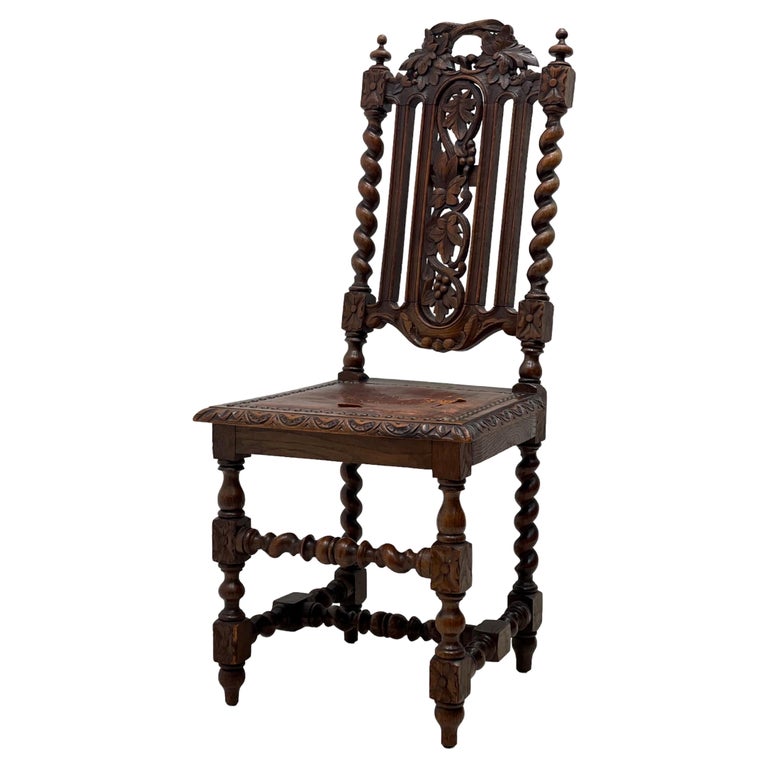 Antique Hand carved Jacobean Chair For Sale at 1stDibs