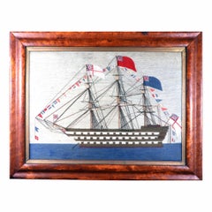 English Sailor's Woolwork Picture of a Full Dressed Ship