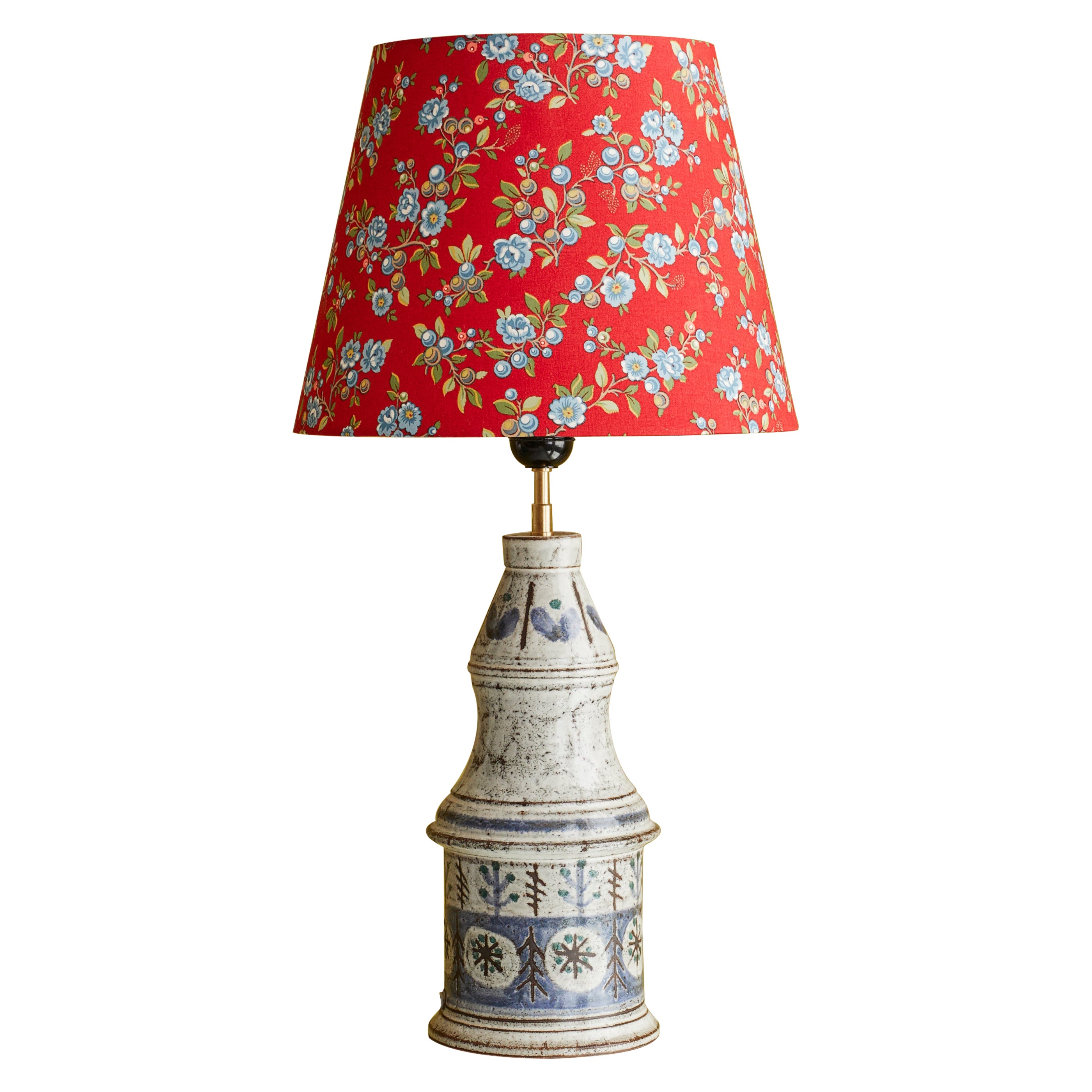 Vintage Gustave Reynaud Ceramic Table Lamp with Customized Shade, France, 1960's For Sale